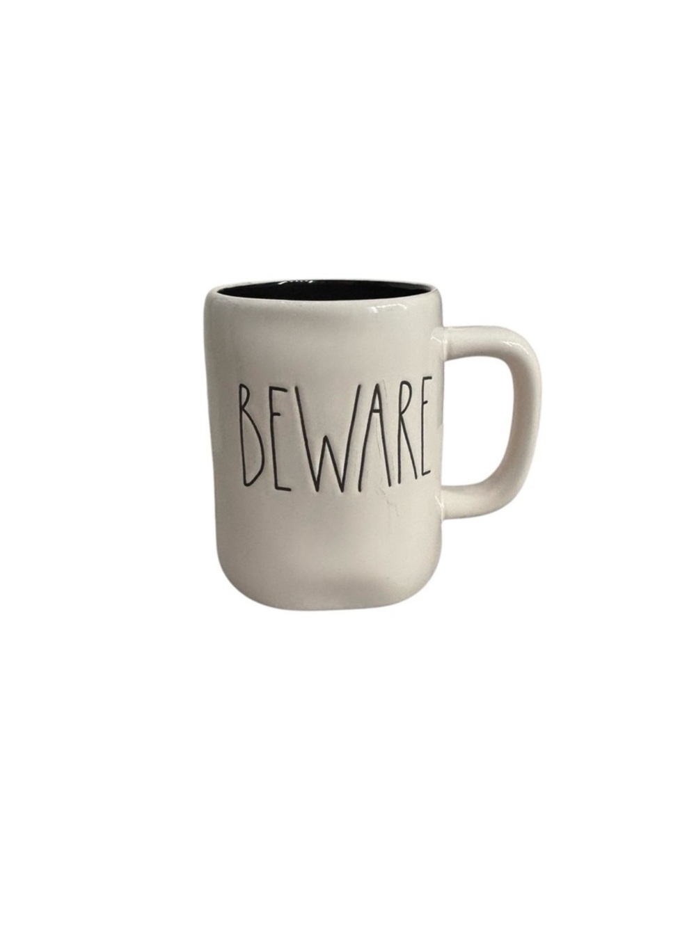Rae Dunn ceramic cream Halloween spooky beware coffee tea gothic drinking mug
